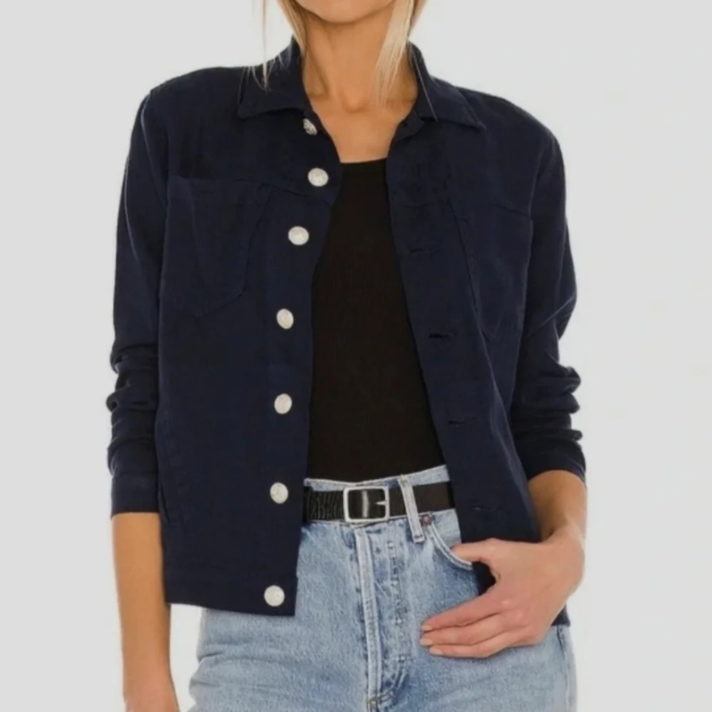 L’agence | Celine Slim Jacket In Marine Ocean Blue denim size small Petit - Picture 1 of 12